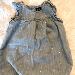 3/$10 ❤️ Baby Gap Denim Polka Dot Onesie
